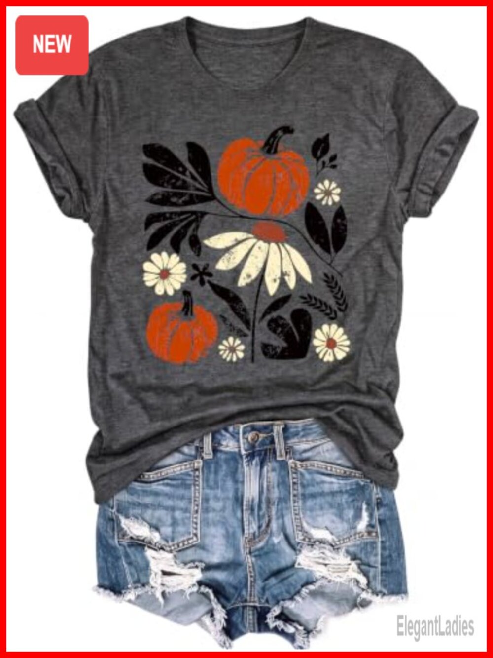 Pumpkin Graphic T-Shirt Women Short Sleeve Crew Neck Loose Fall Tee